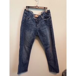 Paige Premium Denim Embroidered Back Pocket Straight Leg Jeans Blue Size 30